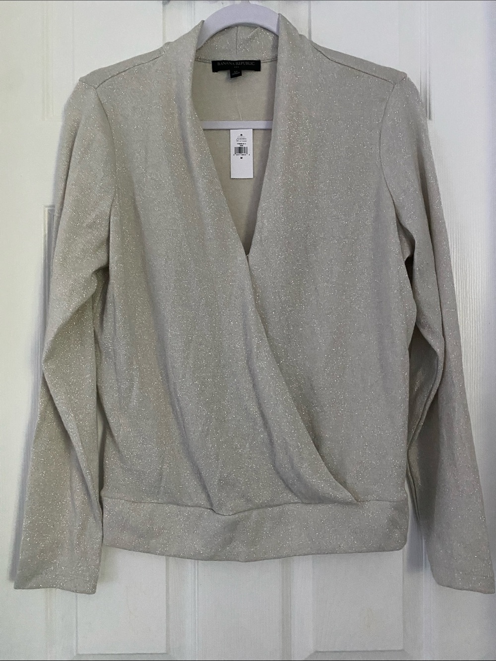 Banana Republic Sparkle Wrap-Front Top - Champagne